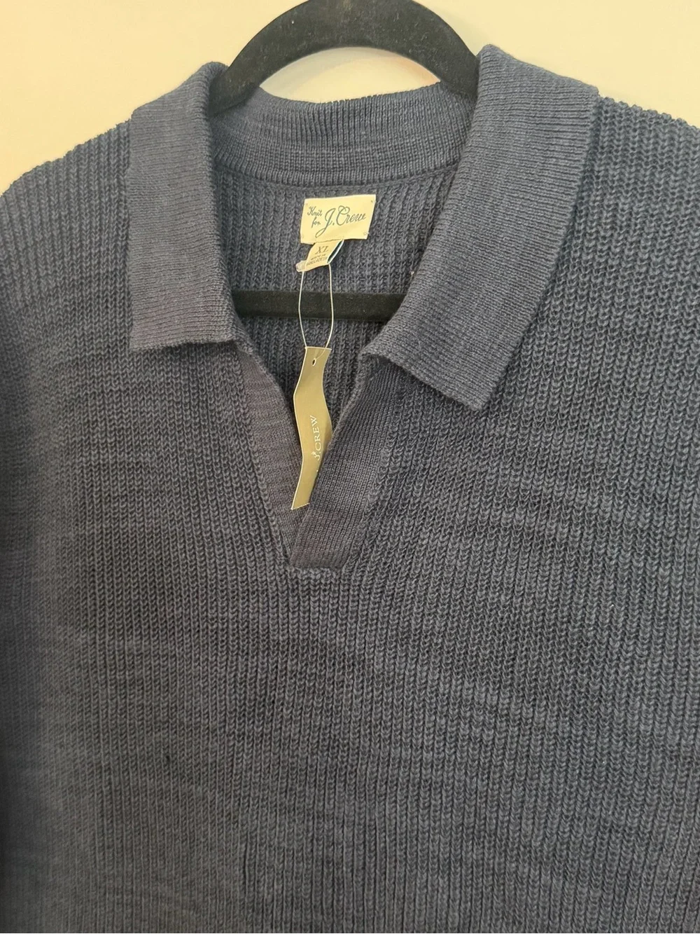 J. Crew Men’s Knit Short Sleeve Linen Cotton Blend Johnny Collar Polo Sz XL NWT